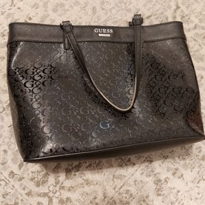 Guess black breifcase bag. Pockets, zippered pocket faux leather purse